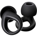 QWH reusable silicone ear plugs front view showing the sleek black ring design for noise cancellation.