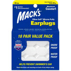 Mack's Pillow Soft Silicone Earplugs 18 pair value pack front packaging view