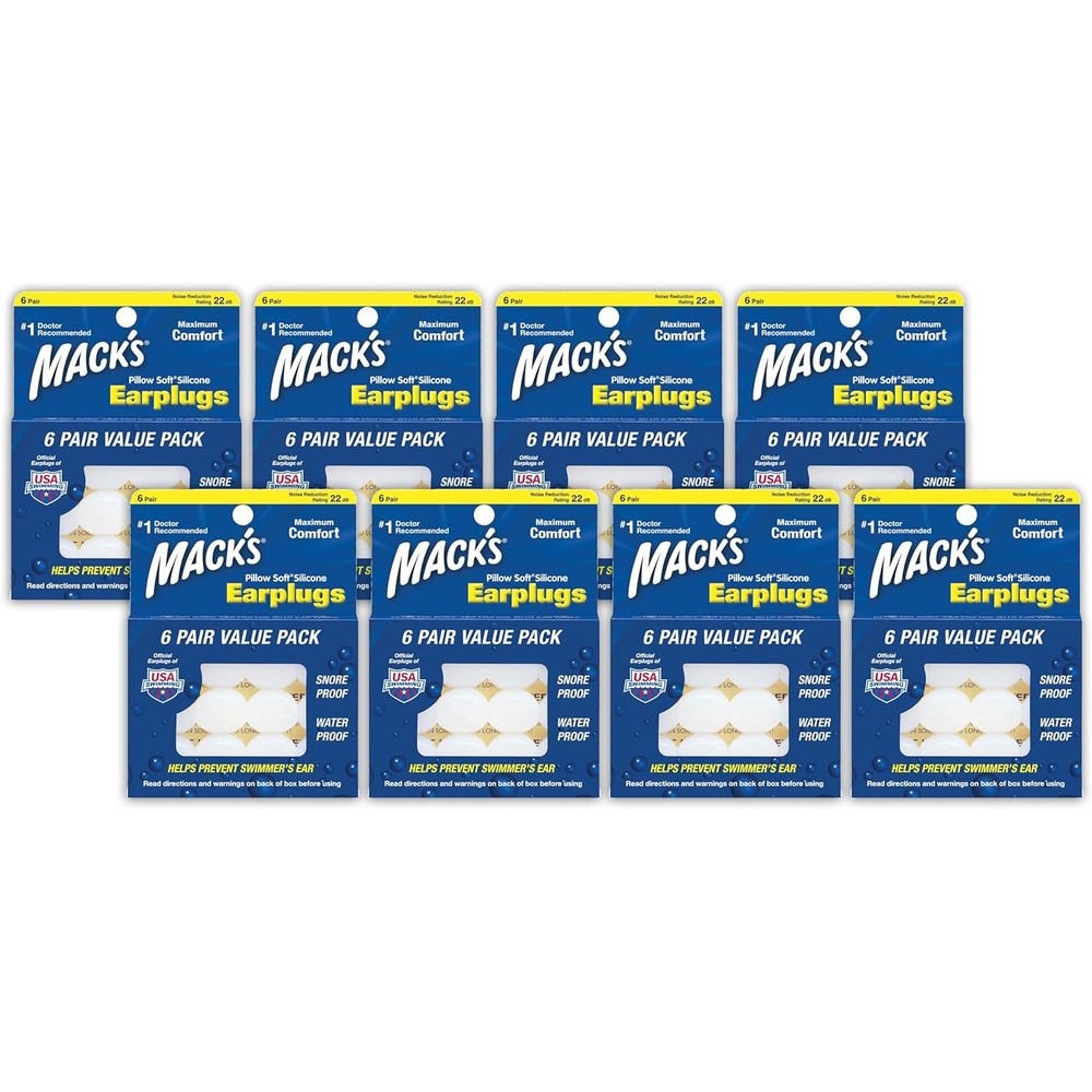Mack's pillow soft silicone earplugs front view product packaging