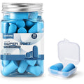 Lenicany soft foam earplugs 30 pair jar front view showing blue noise cancelling ear plugs