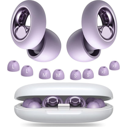 Vosaf noise cancelling ear plugs for sleeping front view showing light purple silicone design.