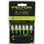 Peltor Sport Tri-Flange corded reusable earplugs front view packaging