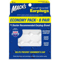 Mack's Pillow Soft Silicone Earplugs 8 pair pack front view for noise reduction