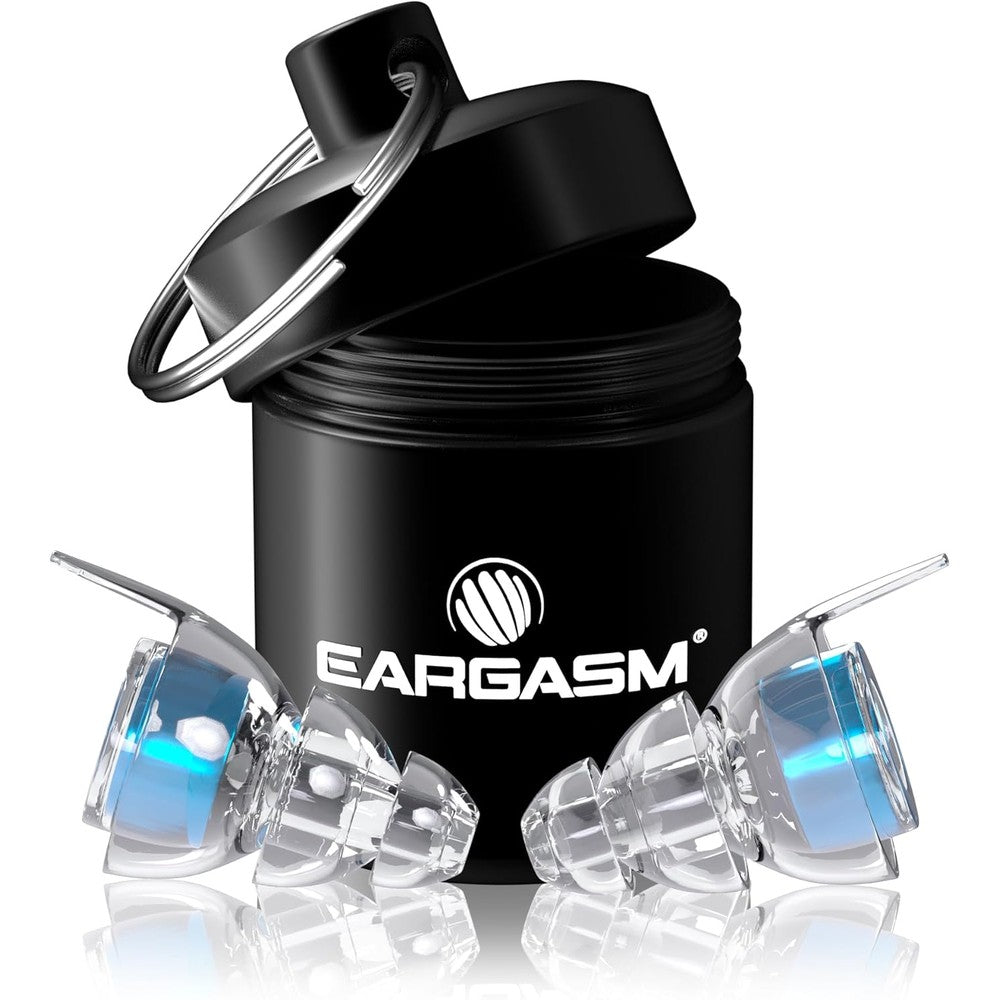 Eargasm high fidelity earplugs front view with transparent design