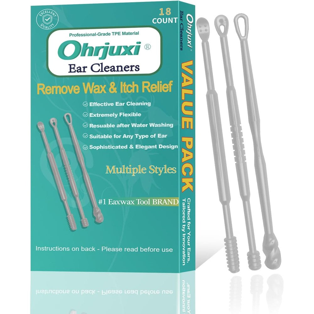 Ohrjuxi Ear Wax Removal Tool 18 piece kit front view professional ear hygiene