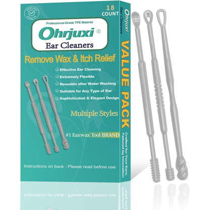 Ohrjuxi Ear Wax Removal Tool 18 piece kit front view professional ear hygiene