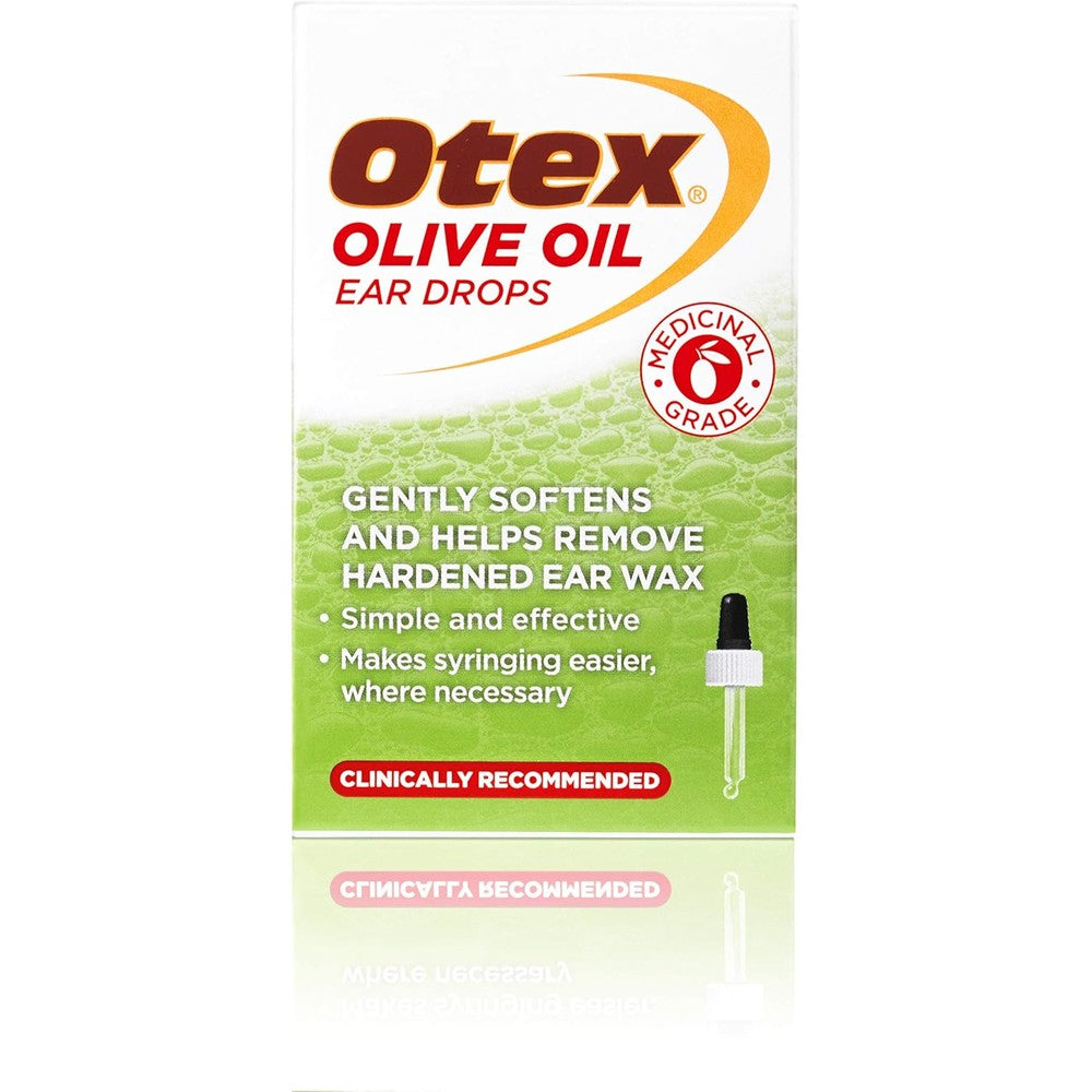 Otex Olive Oil Ear Drops 10ml bottle front view for ear wax removal.