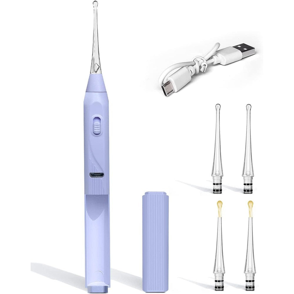 Uanrna Ear Wax Removal Tool Purple front view with LED light on