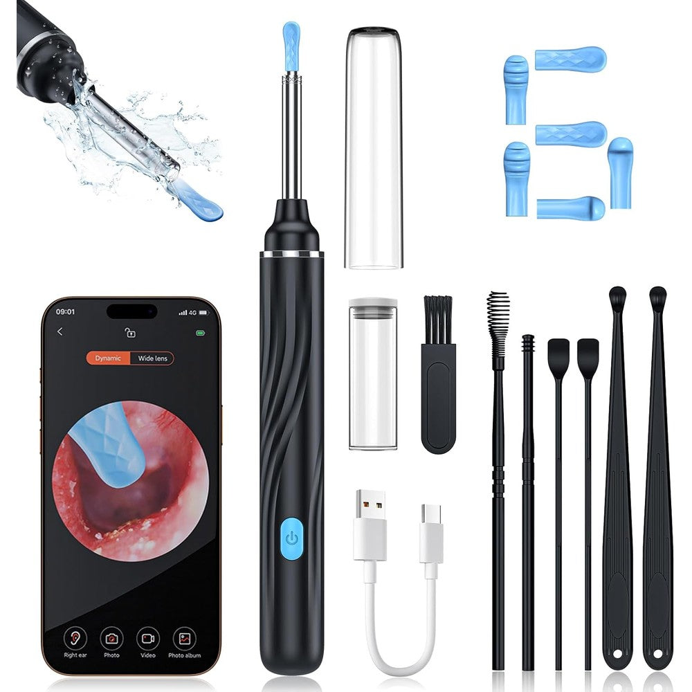 Tomaje Ear Wax Removal Tool Camera front view with LED lights on