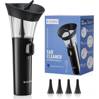 KAUGIC manual ear wax cleaner front view showing the integrated dual tank design for safe ear irrigation