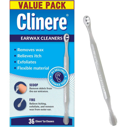 Clinere Ear Cleaners 36 count pack front view earwax removal tool