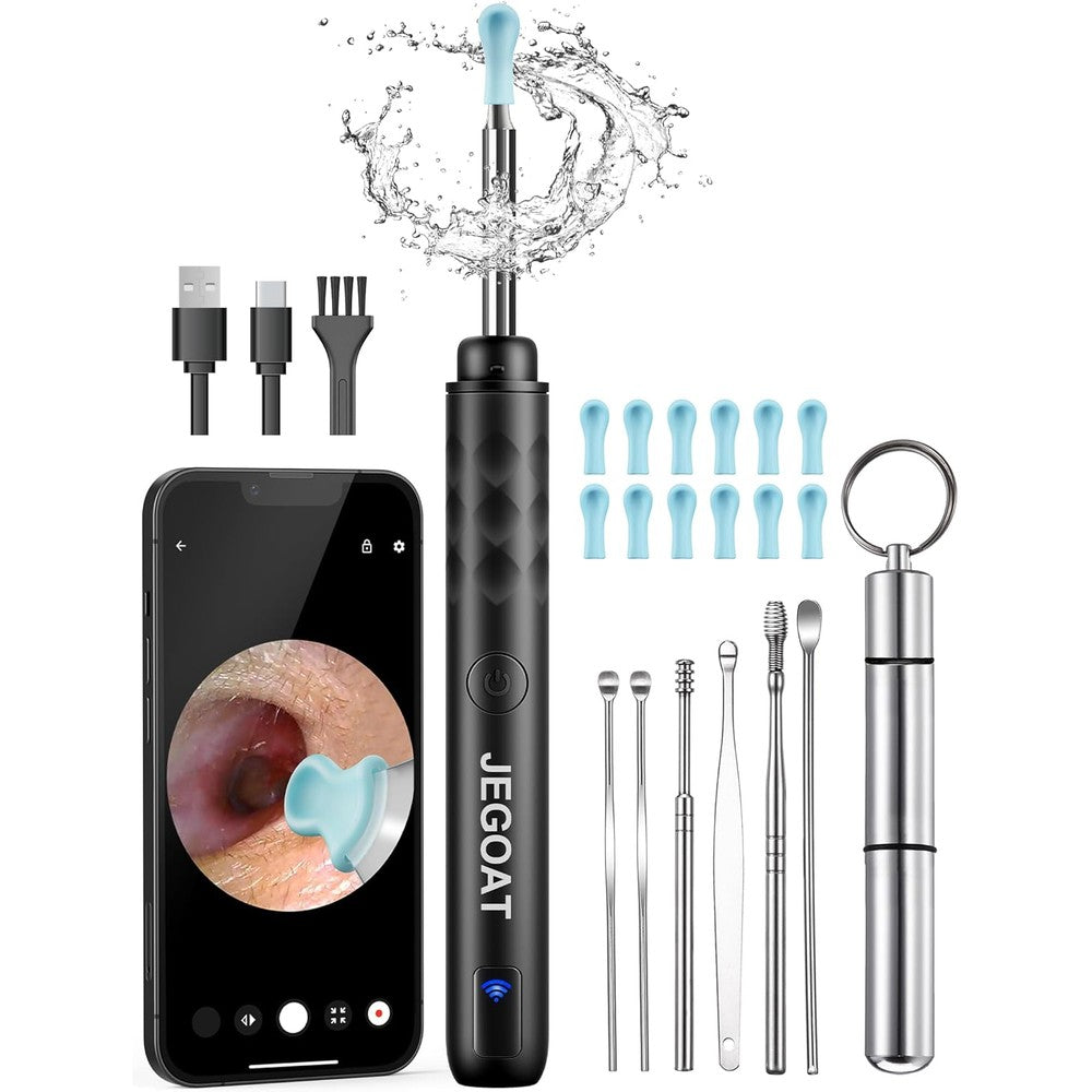 DBJ Ear Wax Removal Tool with HD camera front view showing LED lights.