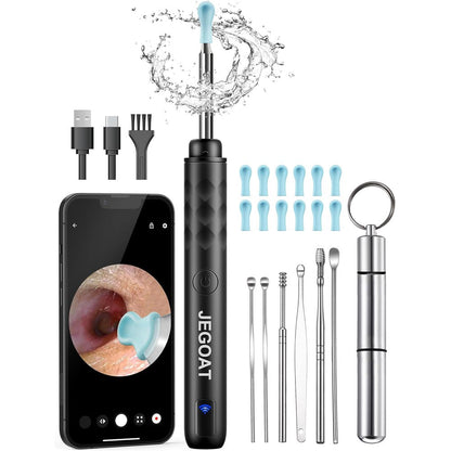 DBJ Ear Wax Removal Tool with HD camera front view showing LED lights.