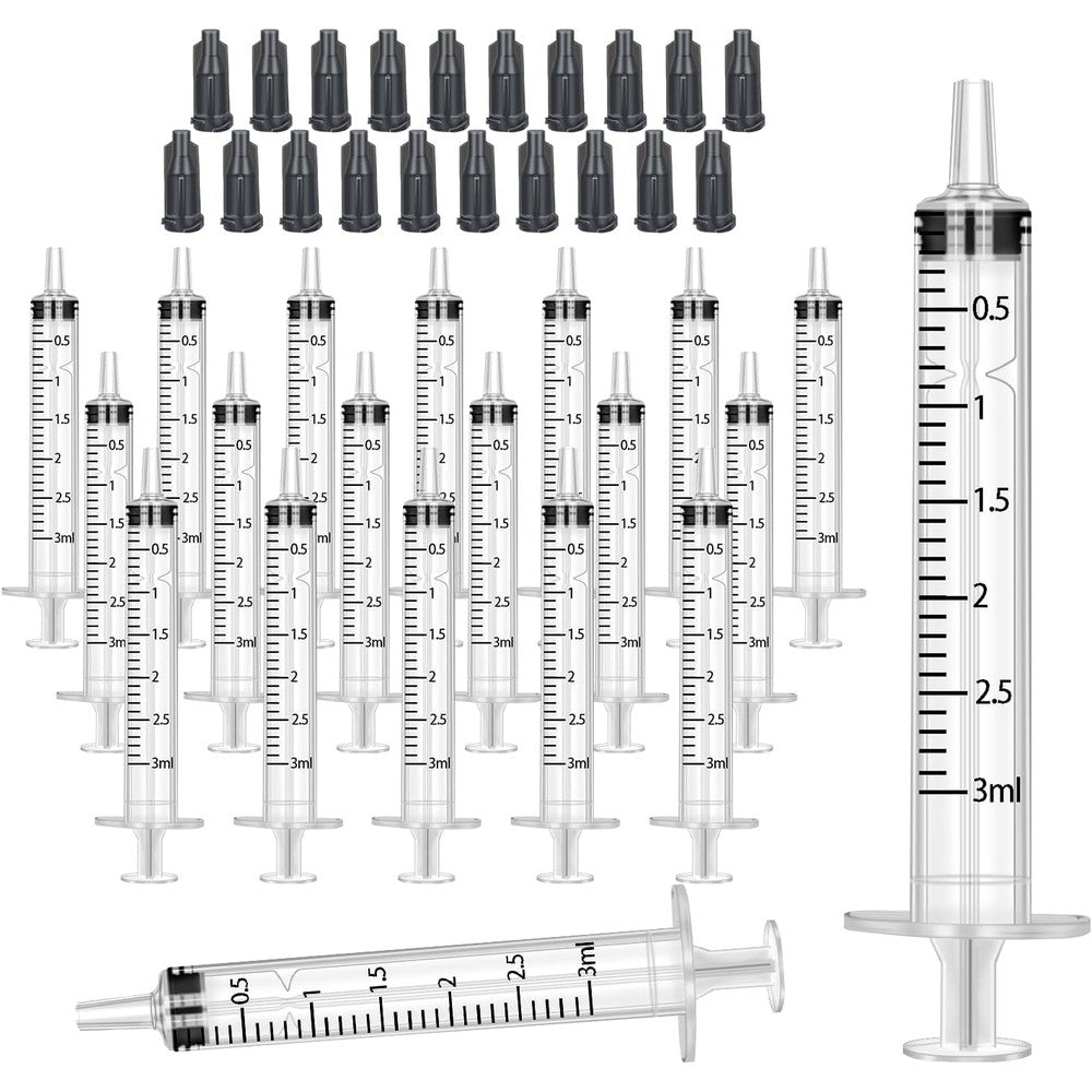 Gufastoe 3ml Syringes with Caps 20 pack front view for liquid dispensing.