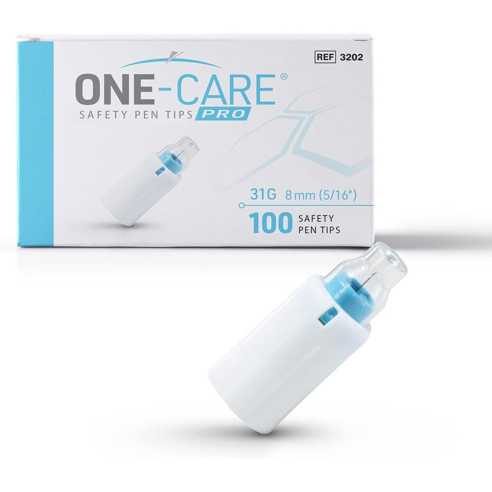 ONE-CARE PRO Safety Pen Tips 100 count box front view