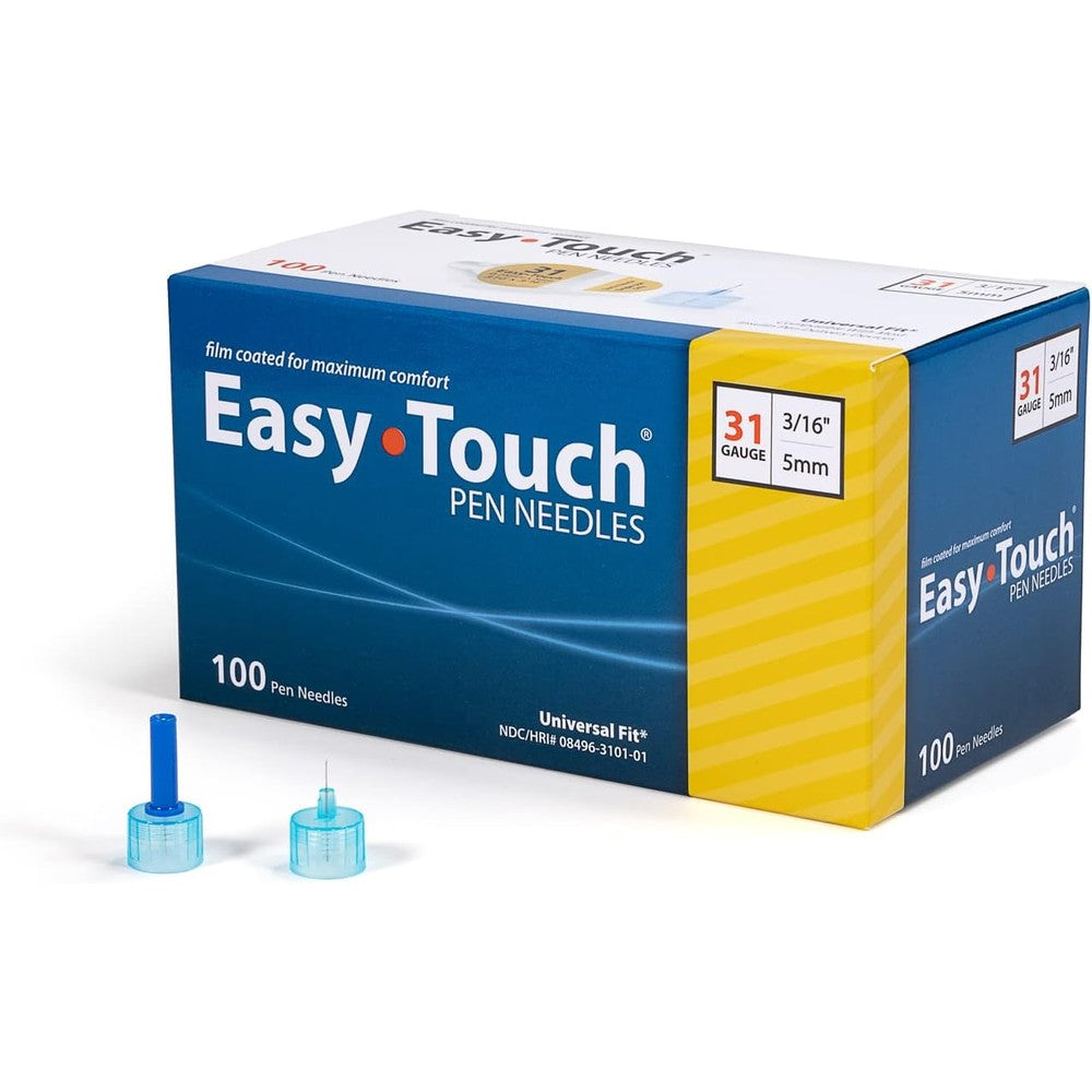 Easy Touch Insulin Pen Needles 31G 5mm box front view authentic imported skincare