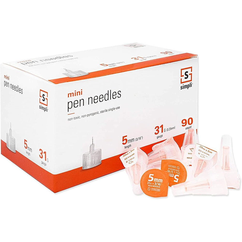 SIMPLI Insulin Pen Needles 90 count box front view for diabetes care