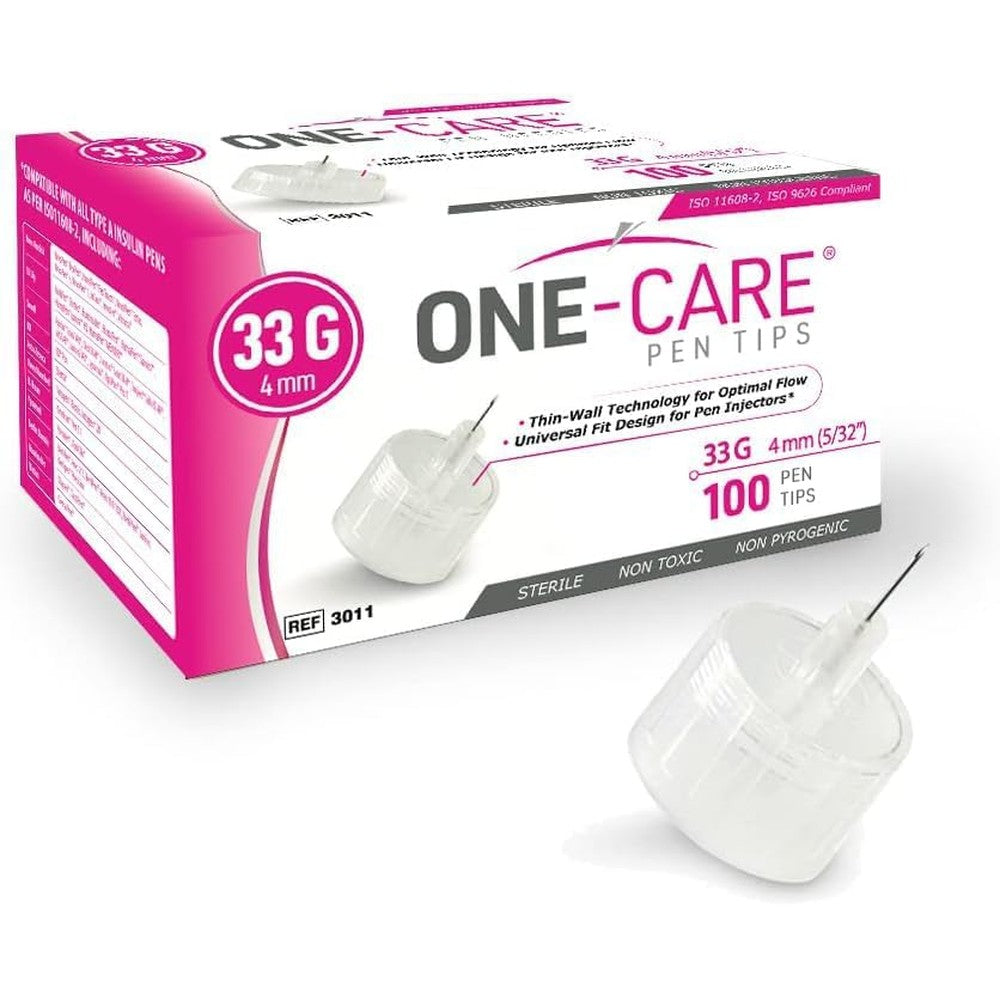 ONE-CARE Insulin Pen Needles 100 count box front view for diabetes care.