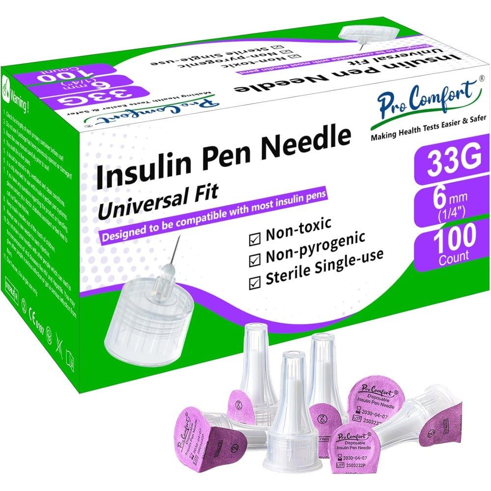 Pro Comfort Insulin Pen Needles 100 count box front view