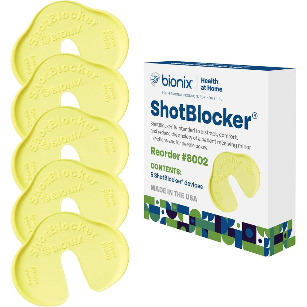 Bionix ShotBlocker front view pain relief device for injections.