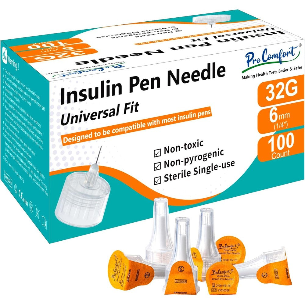 Pro Comfort Insulin Pen Needles 32G 6mm box front view