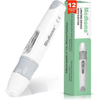 Medhome lancing device front view highlighting the depth adjustment dial for blood glucose testing.