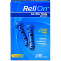 ReliOn 30G Ultra Thin Lancets front view of the packaging for blood glucose testing.