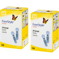 Abbott Labs FreeStyle Sterile Lancets 28 Gauge 200 Count box front view for diabetic blood glucose testing.