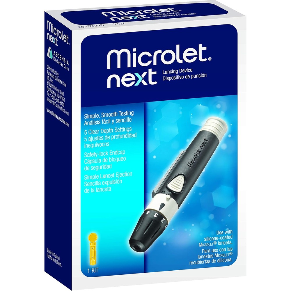 Ascensia MICROLET NEXT adjustable lancing device front view packaging
