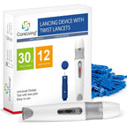 CareLiving lancing device and 100 lancets kit front view for diabetes blood sugar testing