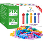 CareLiving Lancets For Diabetes Testing front packaging box view showing the colorful sterile twist top design.