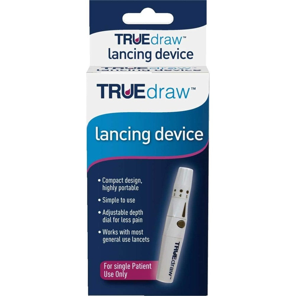 TRUEdraw Lancing Device NIM2H01-81 front view for blood glucose tracking