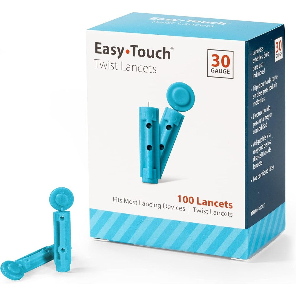EasyTouch Twist Lancets 30 Gauge 100 count box front view