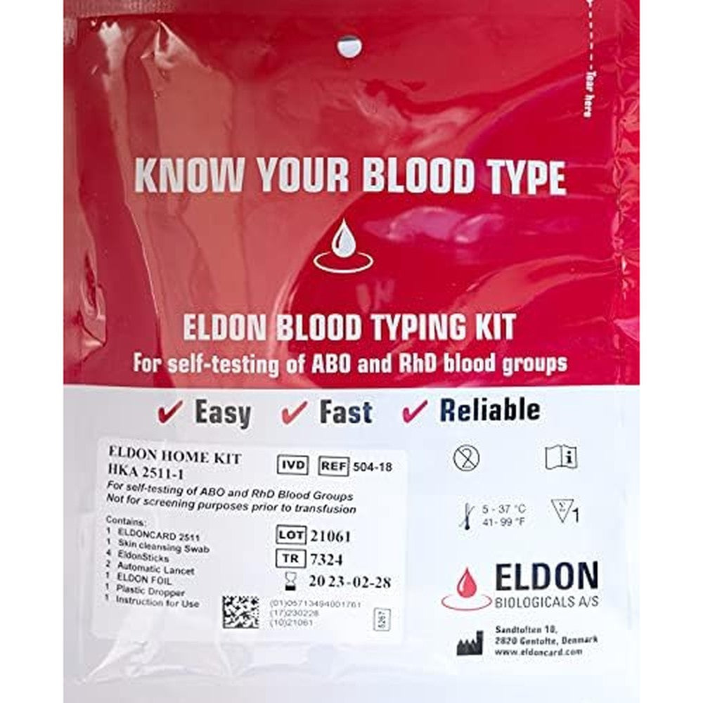 Right For Your Type home blood typing kit front view of packaging for health monitoring