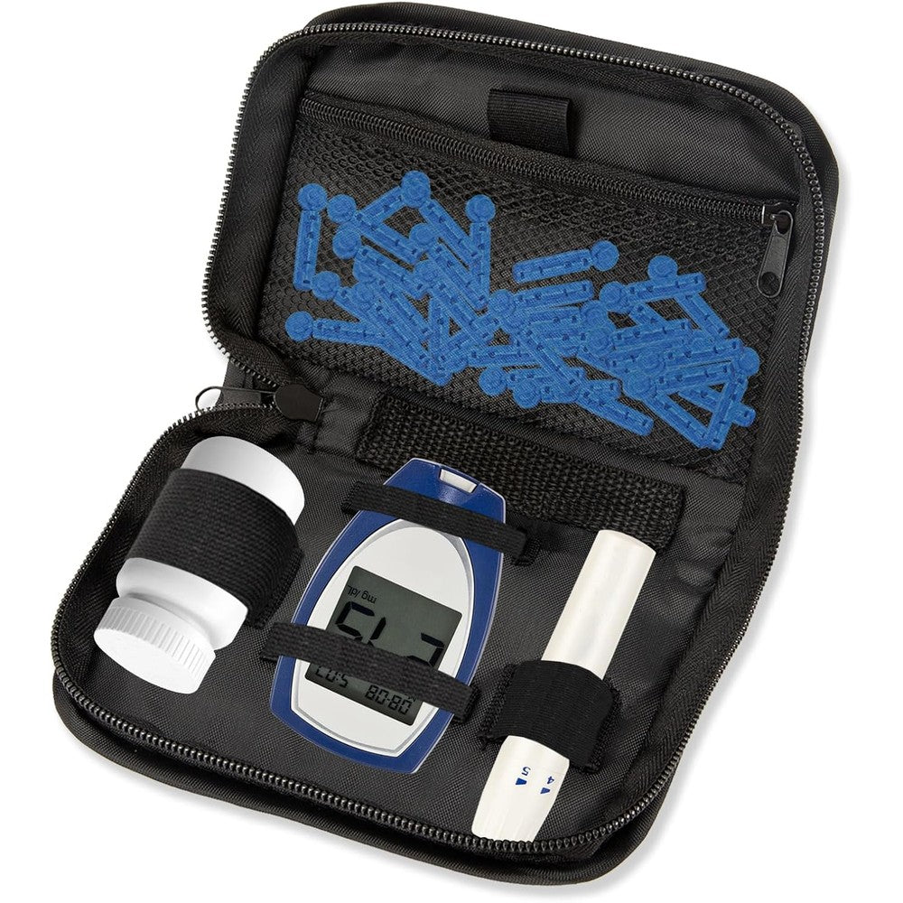 JFHNMLW diabetic travel case front view black portable glucometer organizer bag