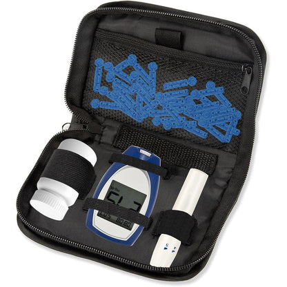 JFHNMLW diabetic travel case front view black portable glucometer organizer bag