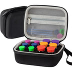 Vamctry 12 Slots Insulin Vial Protector Case front view showing the durable black EVA hard shell exterior.