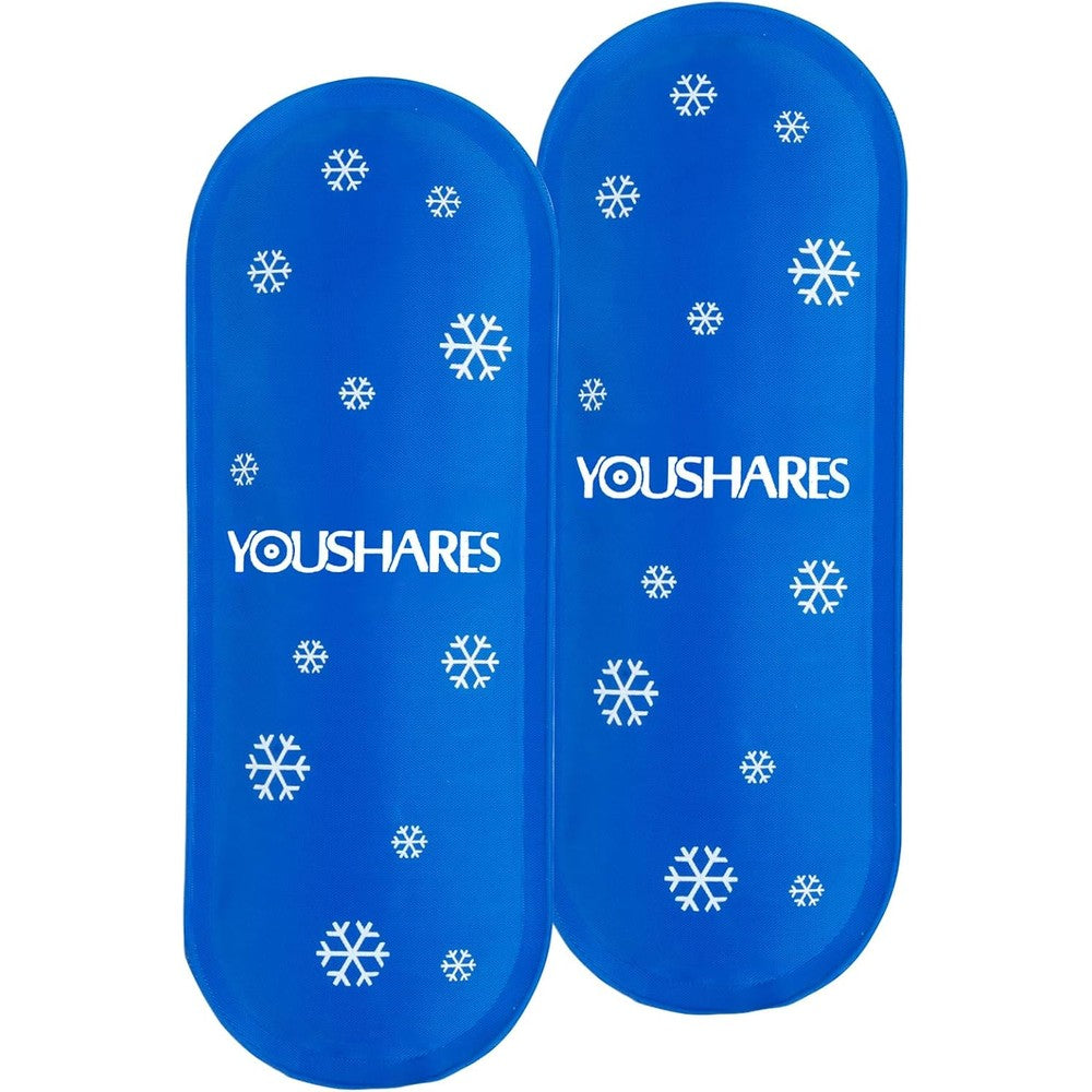 YOUSHARES diabetes ice packs front view showing two blue gel cooling inserts for travel cases.