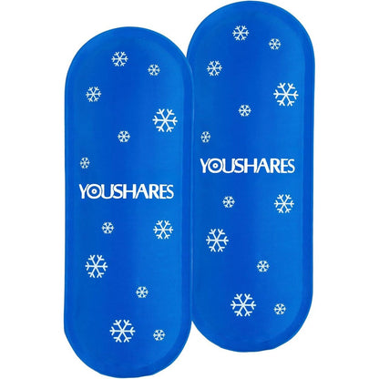 YOUSHARES diabetes ice packs front view showing two blue gel cooling inserts for travel cases.