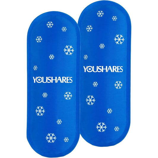 YOUSHARES diabetes ice packs front view showing two blue gel cooling inserts for travel cases.