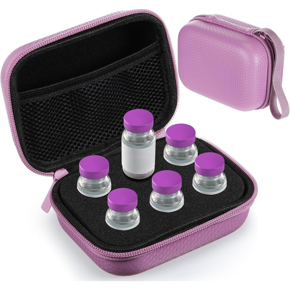 Teenyyou 6 Slots Insulin Peptide Fridge Carrying Case front view showing the durable purple Oxford fabric exterior.