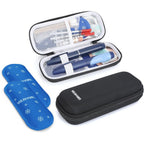 YOUSHARES insulin cooler travel case front view showcasing the black hard shell exterior.
