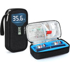 YOUSHARES insulin cooler travel case front view showing digital temperature display.