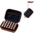 Moyite 30 slots peptide storage case front view showing black nylon exterior and orange zipper accent.