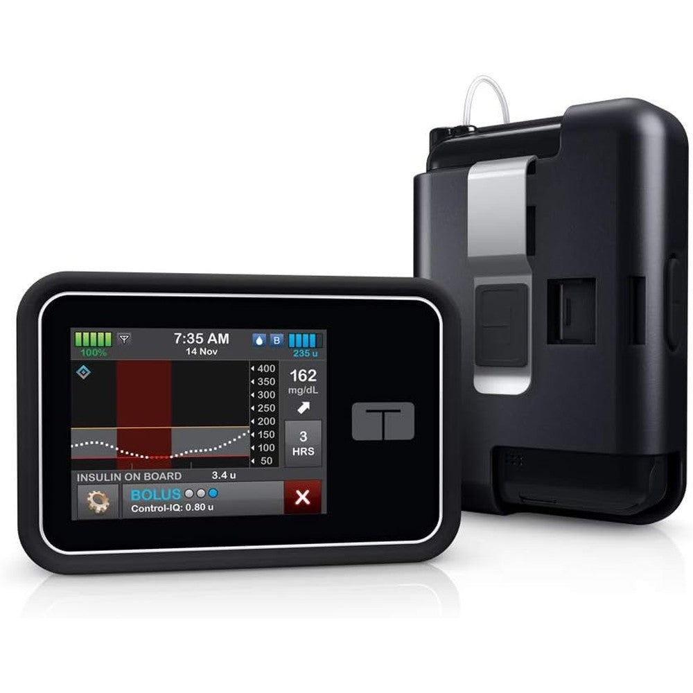 Tandem Diabetes Care t:case black protective cover front view showing premium insulin pump holster design.