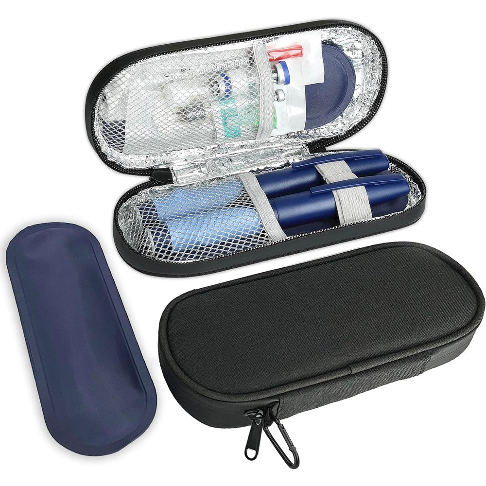 CDBXPRG insulin pen cooler travel case in black showing the compact front view design