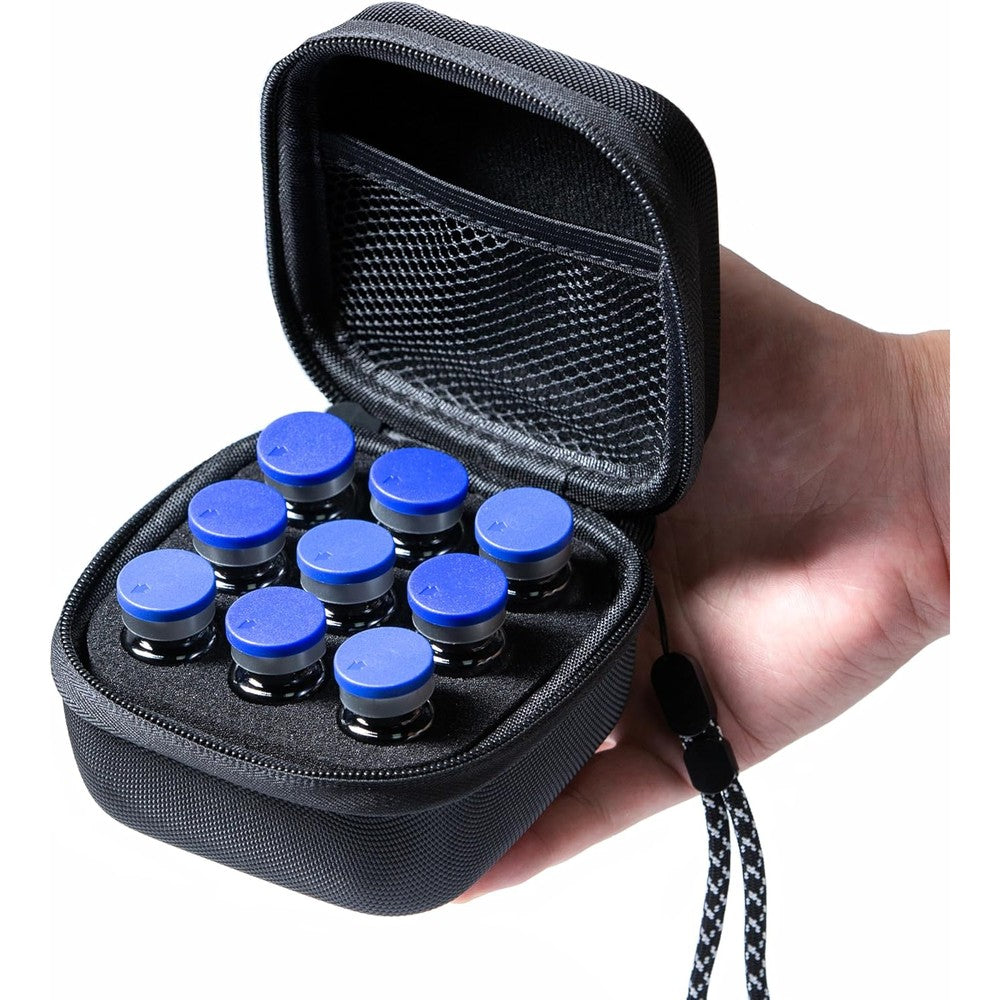 Moyite 9 vials holder insulin case front view showcasing sleek black protective exterior