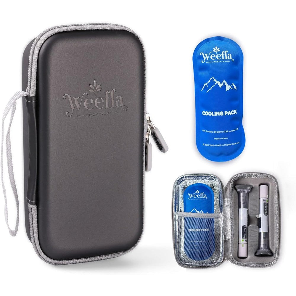 Weefla hard shell insulated cooler travel case front view showing the sleek starlight gray exterior design.