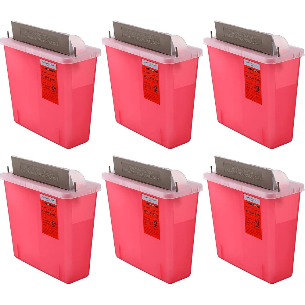 Tanlade 5 Quart Sharps Disposal Container front view medical waste bin.