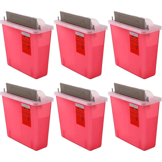 Tanlade 5 Quart Sharps Disposal Container front view medical waste bin.